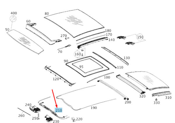 NEW MERCEDES-BENZ C W205 PANORAMIC ROOF FRONT GUIDE TUBE A2057809700 ORIGINAL - Image 7