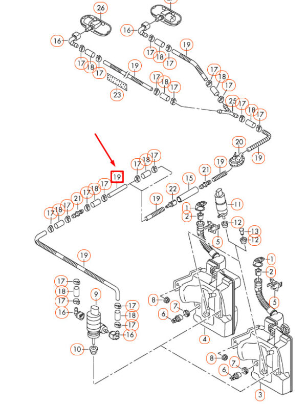 NEW AUDI A1 8X FRONT WINDSCREEN WASHER SYSTEM CORRUGATED PIPE 1J0955751D - Image 9