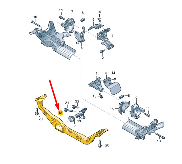 NEW AUDI A4 B8 FRONT SUBFRAME MEMBER MOUNT CROSS TUBE 8K0199521Q ORIGINAL 7 NEW AUDI A4 B8 FRONT SUBFRAME MEMBER MOUNT CROSS TUBE 8K0199521Q ORIGINAL - Image 7