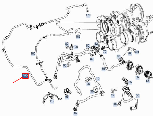 NEW MERCEDES-BENZ E W213 ENGINE VACUUM LINE A1771402364 ORIGINAL - Image 7