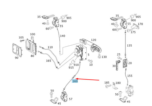 NEW MB VITO W639 REAR END DOOR BOTTOM RIGHT BOWDEN CABLE A6397600404 ORIGINAL - Image 7