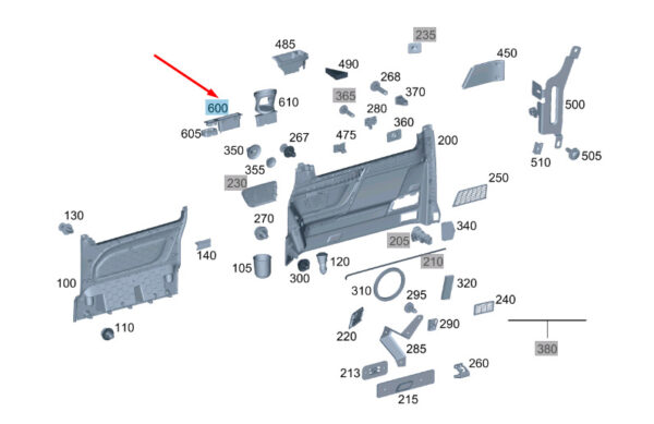 NEW MERCEDES-BENZ VITO W447 REAR INTERIOR SIDE WALL TRIM A44769277009051 - Image 7