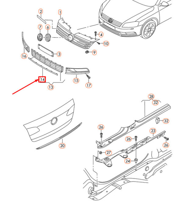 NEW VW PASSAT B7 R-LINE FRONT LOWER CENTRE GRILLE TRIM 3AA8537652ZZ - Image 9