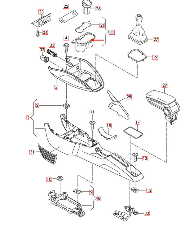 NEW AUDI A1 8X1 CENTER CONSOLE CUP HOLDER 8X0862533 6PS - Image 9
