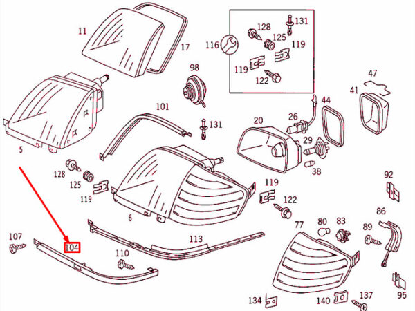 NEW MERCEDES-BENZ SL R129 FRONT RIGHT HEADLIGHT LOWER SEAL A1298261080 ORIGINAL - Image 7