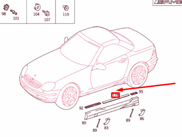 NEW MERCEDES-BENZ SLK R170 DOOR ROCKER PANEL ADHESIVE FOIL A1705840055 - Image 7