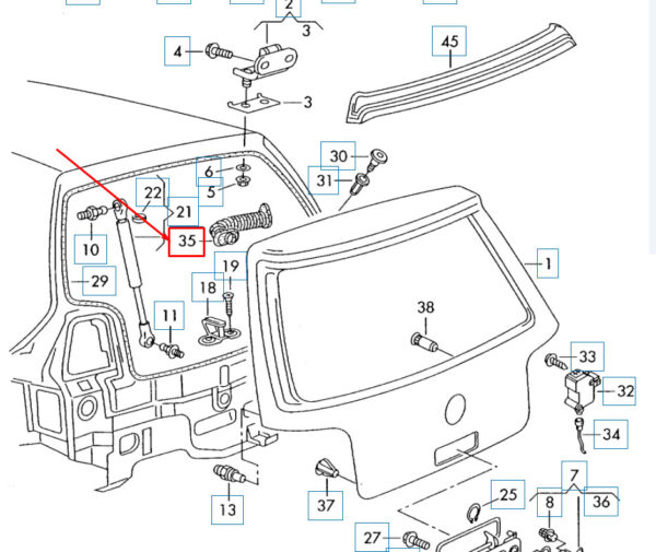 NEW VOLKSWAGEN GOLF MK5 TAILGATE CABLE GROMMET 1J6971840A ORIGINAL - Image 7