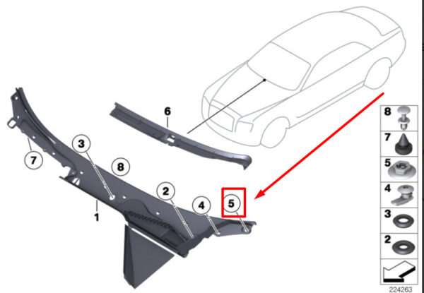 NEW BMW 5 E60 GRILL EXTERIOR TRIM CLIP 51717110861 7110861 ORIGINAL - Image 7