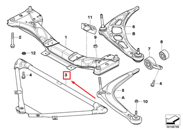 NEW BMW 3 E46 FRONT SUBFRAME REINFORCEMENT 31111096431 1096431 ORIGINAL - Image 7