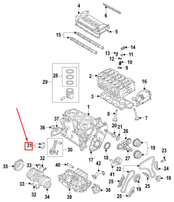 Audi A3 Sportback 8P connecting rod bearing top 022105701CROT NEW ORIGINAL - Image 3