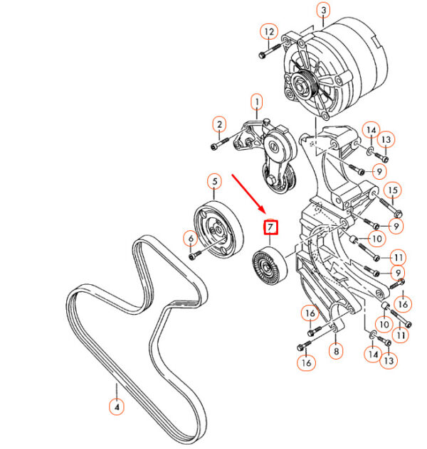 NEW AUDI Q7 4L BELT TENSIONER PULLEY WITH BOLT 022145276A - Image 4
