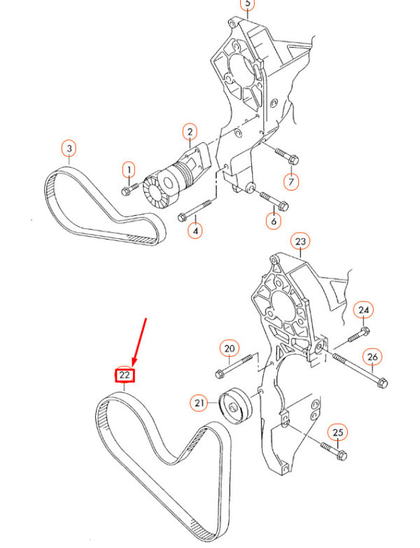 Audi A3 8P Poly V-rib Strap 022145933AH NEW ORIGINAL - Image 3