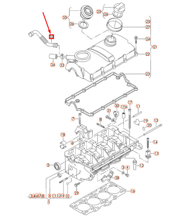 NEW VOLKSWAGEN BEETLE 9C PCV VENTILATION HOSE 038103493AN - Image 3