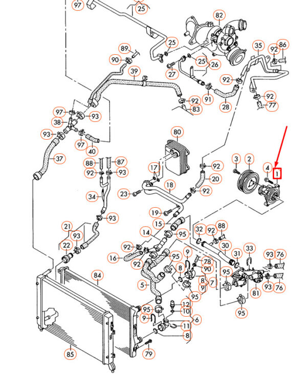 NEW JETTA A6 COOLANT PUMP 03C121008H ORIGINAL - Image 3