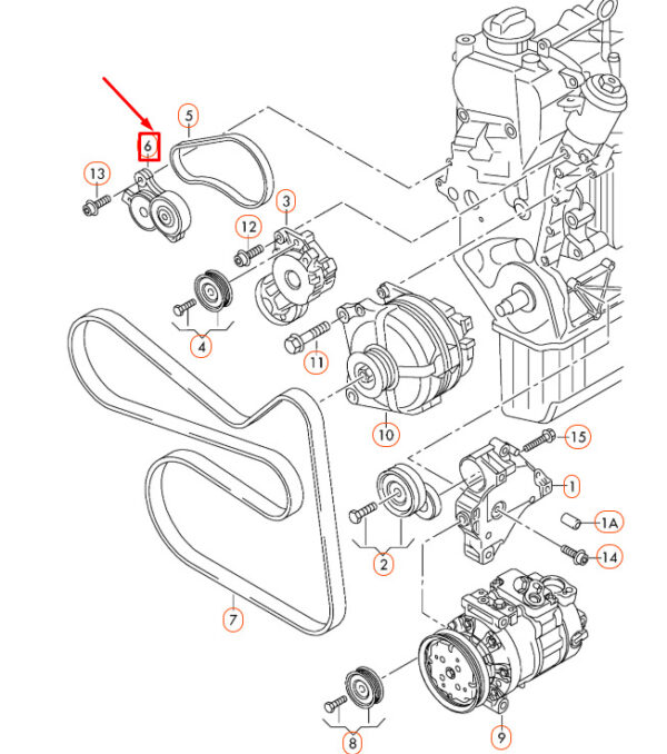 NEW AUDI A1 8X AIR SUPPLY UNIT BELT TENSIONER DAMPER 03C145299M - Image 4