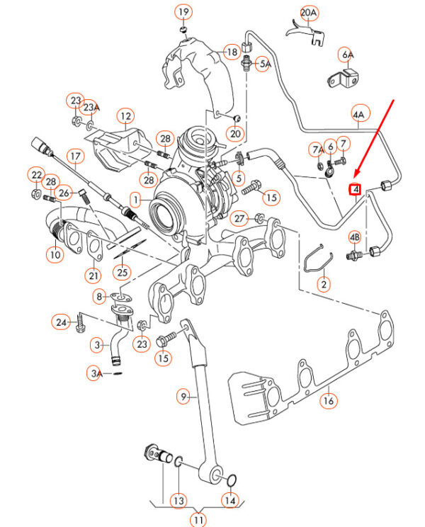 NEW AUDI A3 8P FEED OIL PIPE 03G145771J ORIGINAL - Image 4