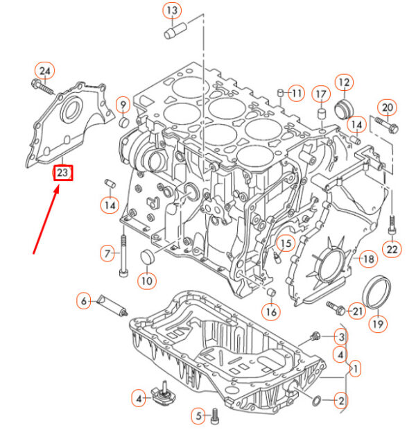 NEW VOLKSWAGEN CC FRONT CRANKSHAFT SEALING FLANGES 03H103151B ORIGINAL - Image 3