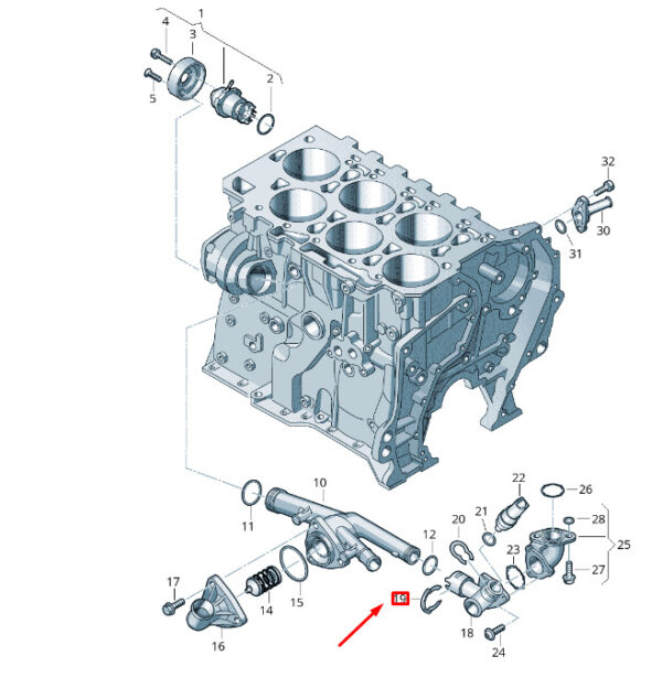 VW Touareg 7P MK2 thermostat tube connection holding spring 03H121142 NEW ORIGINAL - Image 3