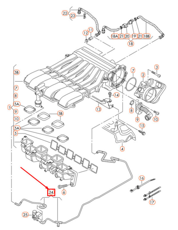 NEW AUDI Q7 4L INTAKE SYSTEM VACUUM HOSE 03H133778R ORIGINAL - Image 4