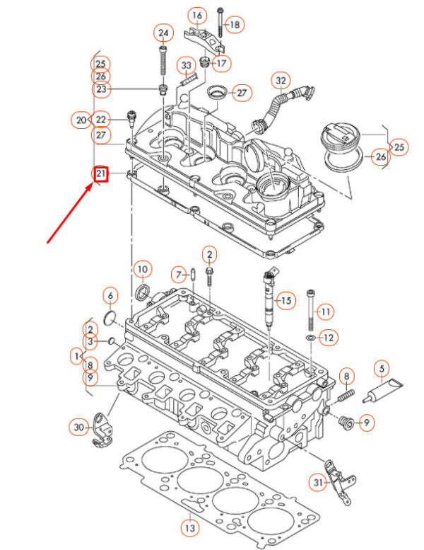 NEW AUDI A1 8X CYLINDER HEAD COVER GASKET 03L103483C ORIGINAL - Image 3