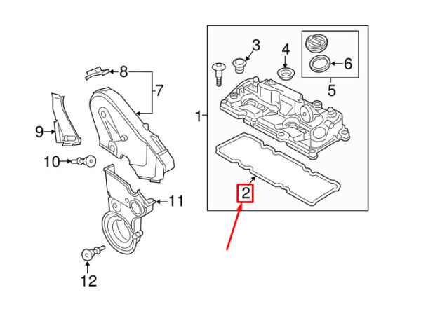 NEW AUDI Q3 8U ENGINE VALVE COVER GASKET 03L103483S ORIGINAL - Image 4
