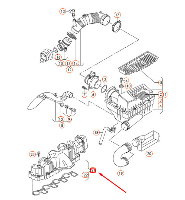 NEW AUDI A3 8P INTAKE CONNECTION 03L129711E ORIGINAL - Image 4