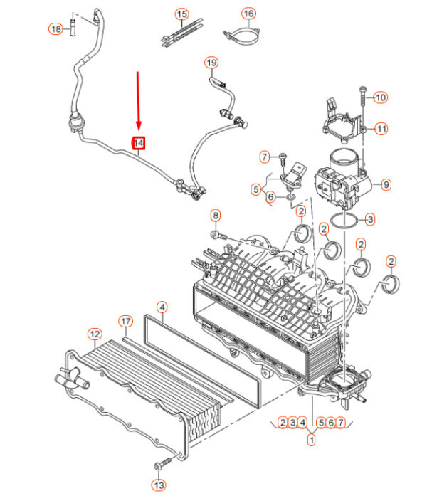 NEW VOLKSWAGEN JETTA A6 INTAKE SYSTEM CONNECTING HOSE 04E133366AH - Image 5