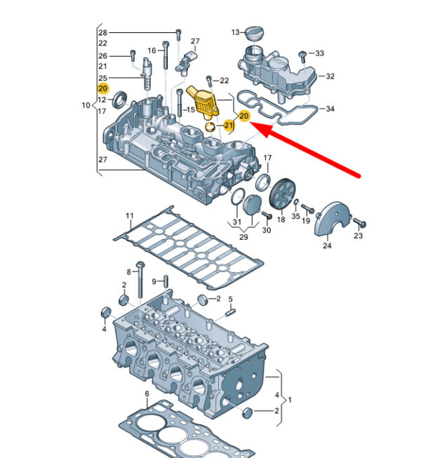 NEW VOLKSWAGEN ARTEON 3H7 CYLINDER HEAD SOLENOID VALVE 04E906048A ORIGINAL - Image 4