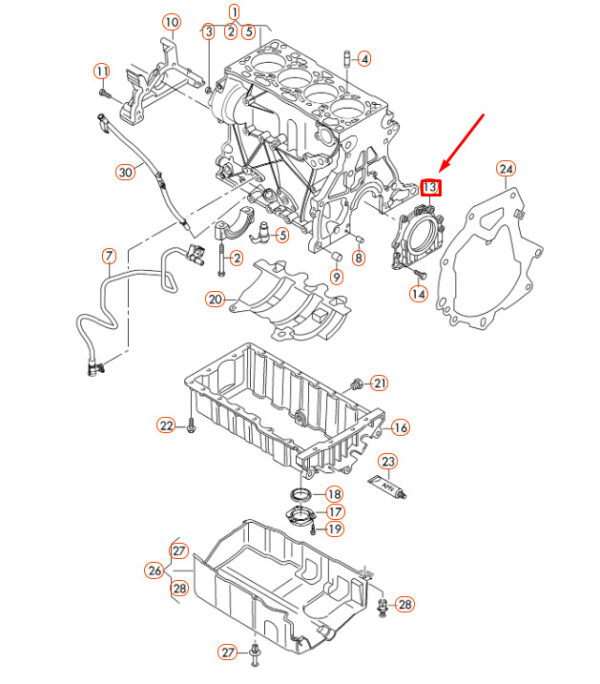 NEW AUDI A1 8X REAR CRANKSHAFT SEALING FLANGE 04L103171 ORIGINAL - Image 4