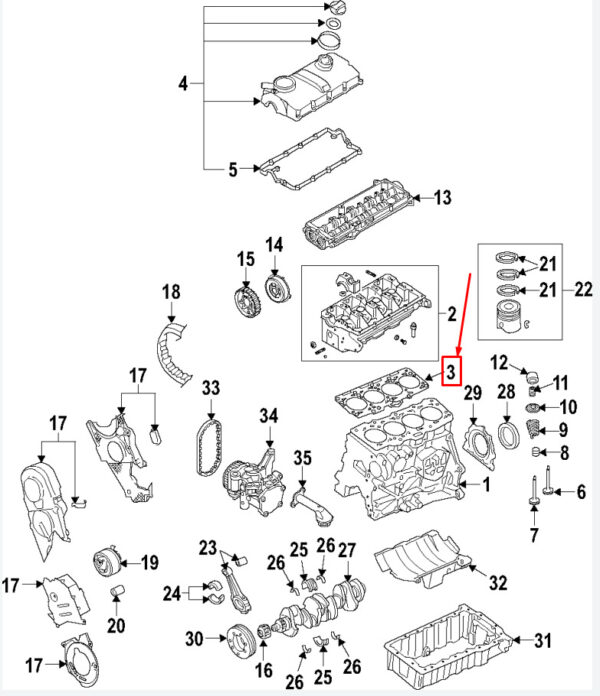 NEW AUDI Q3 8U ENGINE CYLINDER HEAD GASKET 04L103383BK ORIGINAL - Image 4