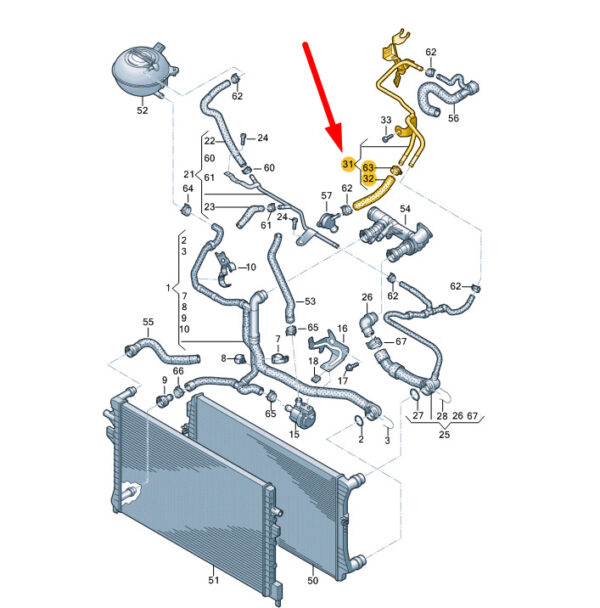 NEW VOLKSWAGEN ARTEON 3H7 COOLING SYSTEM BREATHER LINE 04L121070AB ORIGINAL - Image 4
