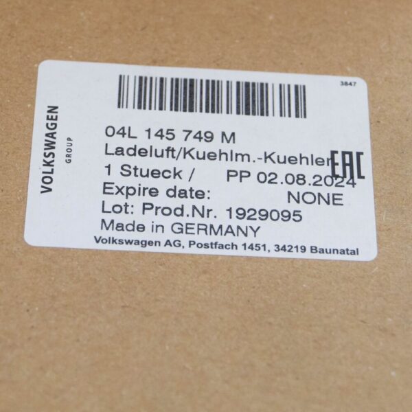 VW TRANSPORTER VI T6 Charge Air Cooler 04L145749M NEW GENUINE