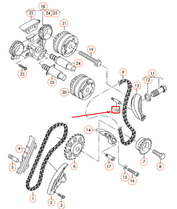 Audi A3 8P Control Chain Guide Pen 066109511D NEW ORIGINAL - Image 4