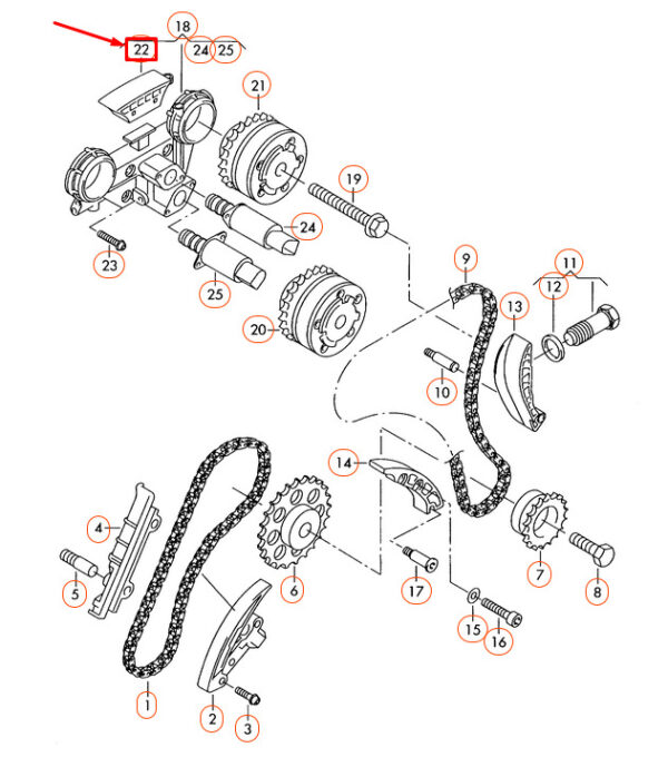 NEW VOLKSWAGEN BEETLE 9C UPPER TIMING CHAIN GUIDE 066109514 - Image 4