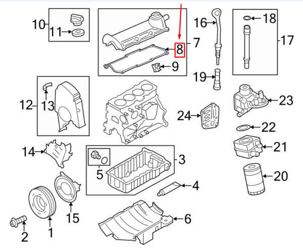 NEW VW JETTA MK6 16 ENGINE VALVE COVER GASKET 06A103483C ORIGINAL - Image 4