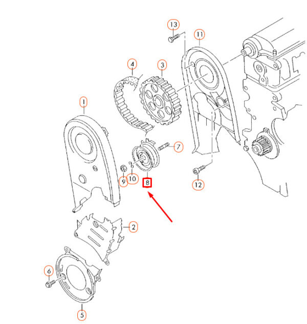 NEW AUDI A3 8P TOOTHED BELT TENSIONING ROLLER 06A109479F - Image 5