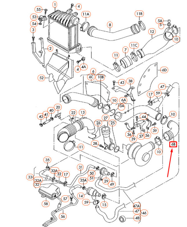 NEW VOLKSWAGEN BEETLE 9C CHARGE AIR COOLER PRESSURE HOSE 06A145832M - Image 5