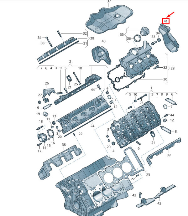 VW TOUAREG 7P MK2 cylinder head rear left damping 06E1039981D new original - Image 3