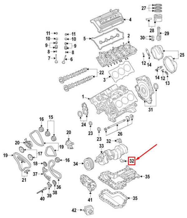 Audi A6 Avant C7 engine lower crankshaft bearing 06E105591ACSWA NEW ORIGINAL - Image 3