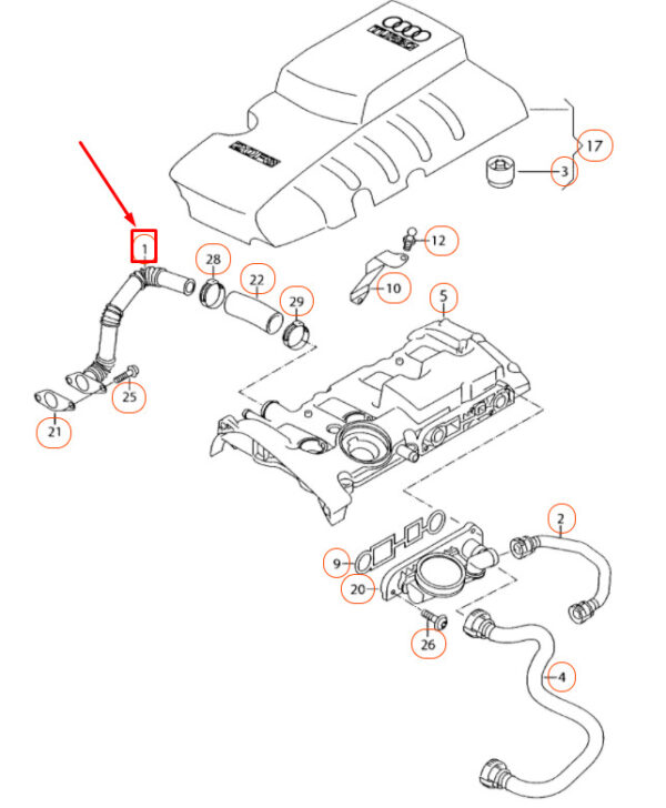 NEW AUDI A1 MK1 ENGINE BREATHER HOSE 06F103213N ORIGINAL - Image 4