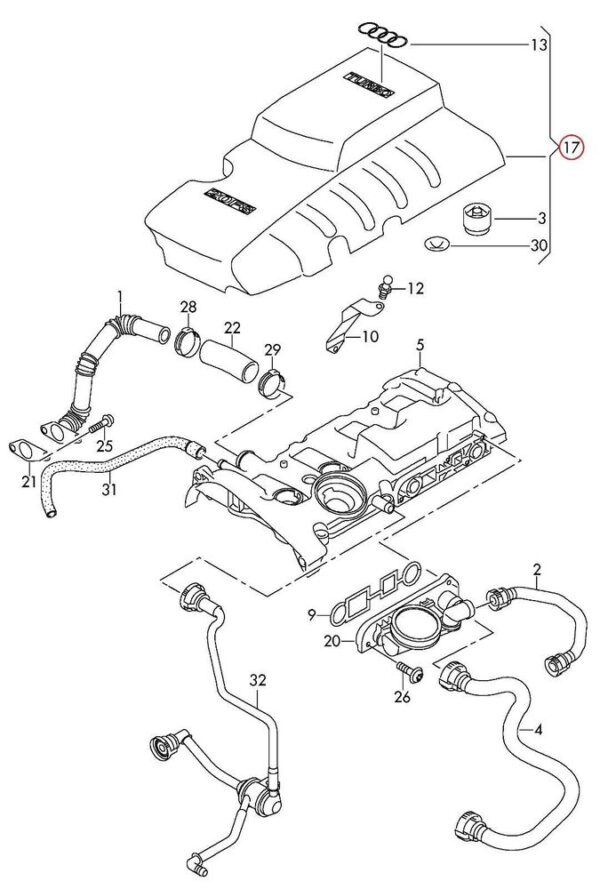 Audi A1 TT TTS MKII Engine Cover 06F103925J Original