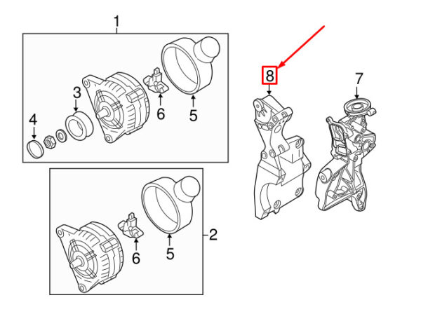 NEW AUDI A3 SPORTBACK 8P ALTERNATOR MOUNT 06F903143E ORIGINAL - Image 4