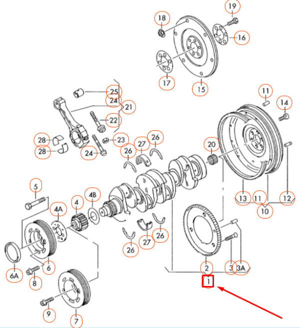 Audi A3 8P motor crankshaft 06H105021M NEW REAL