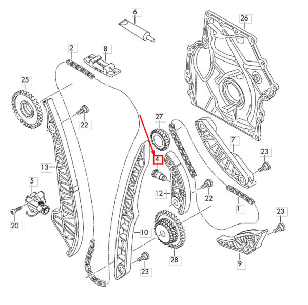 NEW AUDI A3 8V LOWER TIMING CHAIN VOLTAGE 06H104967AR ORIGINAL - Image 4