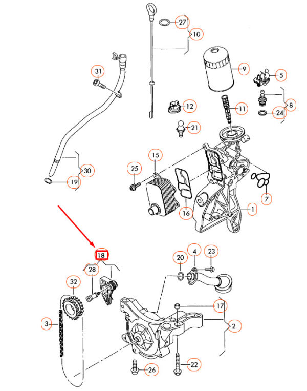 NEW AUDI A3 8P ENGINE TIMING CHAIN TENSIONER 06H109507M - Image 4
