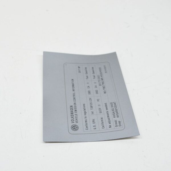 New Volkswagen Engine Data Notice Label Sticker 06J010005AP - Image 3