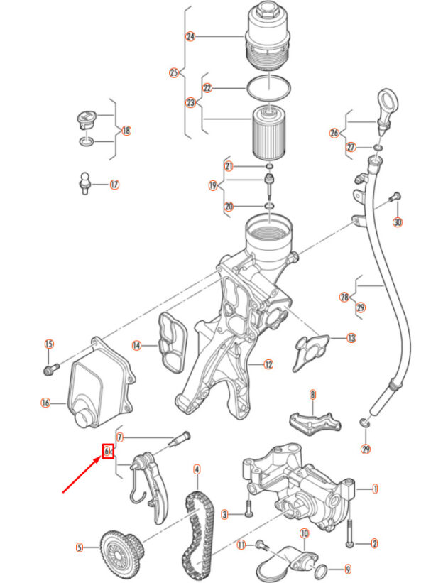 NEW VOLKSWAGEN BEETLE A5 OIL PUMP CHAIN SPANNER 06K109507H ORIGINAL - Image 3