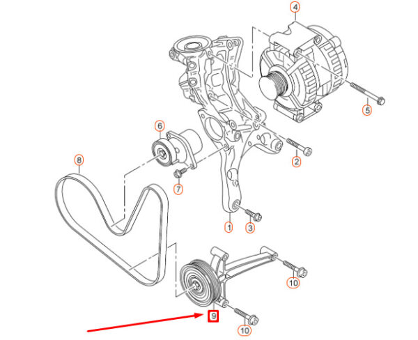 NEW AUDI A3 8V DRIVE BELT IDLER PULLEY HOLDER 06K145172 - Image 4