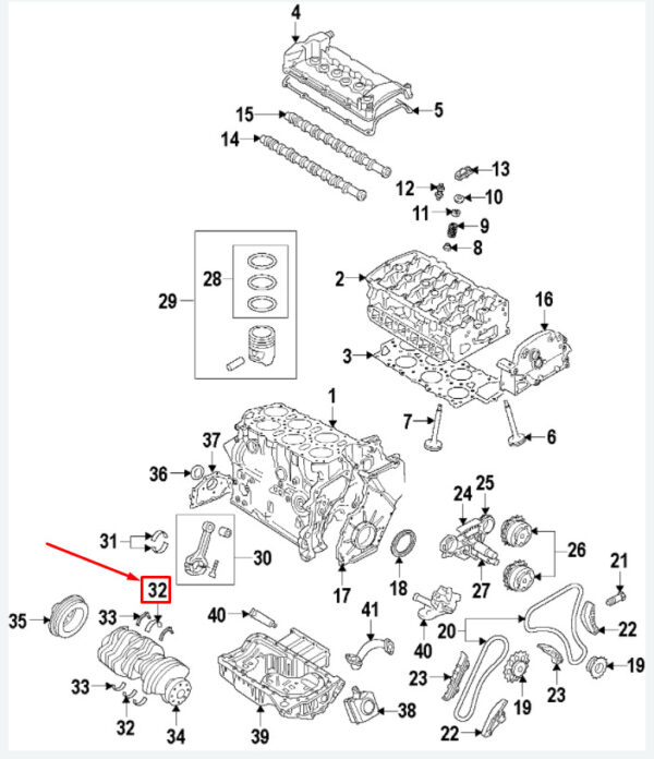 AUDI Q7 4L LOWER ENGINE CRANKSHAFT BEARING SHELL 071105591ROT NEW ORIGINAL - Image 4