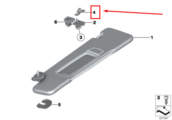BMW X4 F26 Sun Visor Clip 6958461 07146958461 NEW ORIGINAL - Image 4
